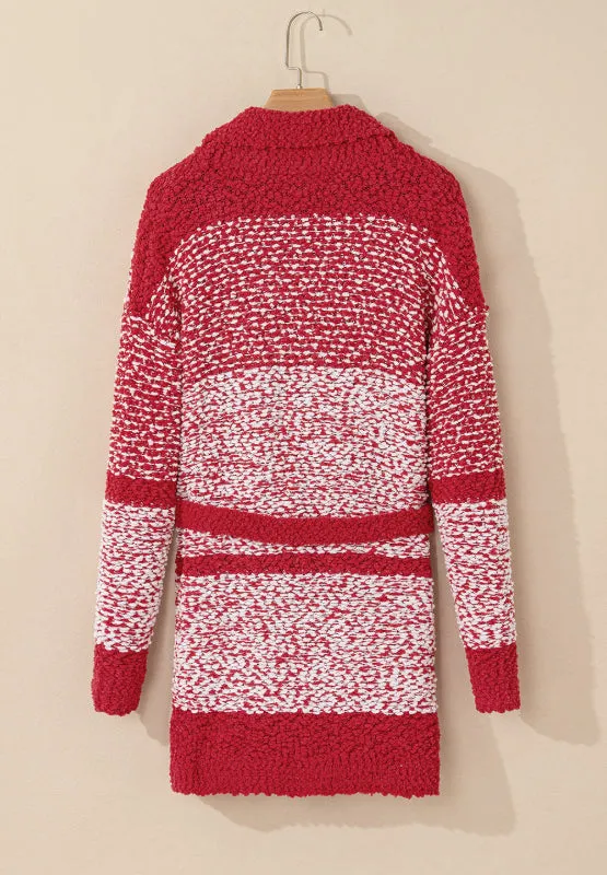 Contrast Trim Open Front Longline Cardigan