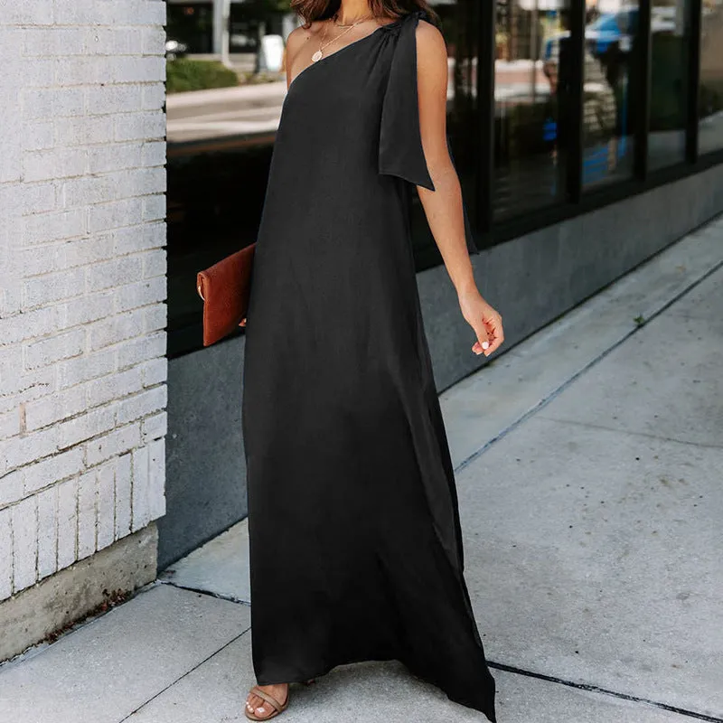 Fashion One-Shoulder Diagonal Irregular Dress