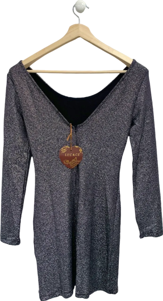 Luc & Ce Black Metallic Knitted Dress UK L