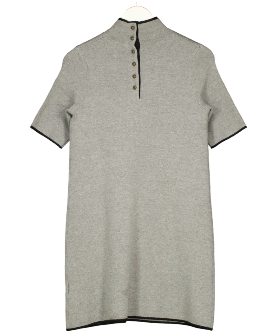 Maeve by Anthropologie Grey Knitted Dress With Contrast Trim UK XS