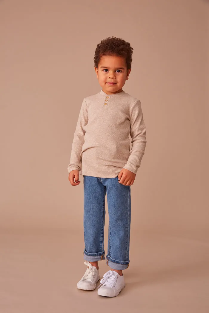 Milky Rib Henley - Natural Marle