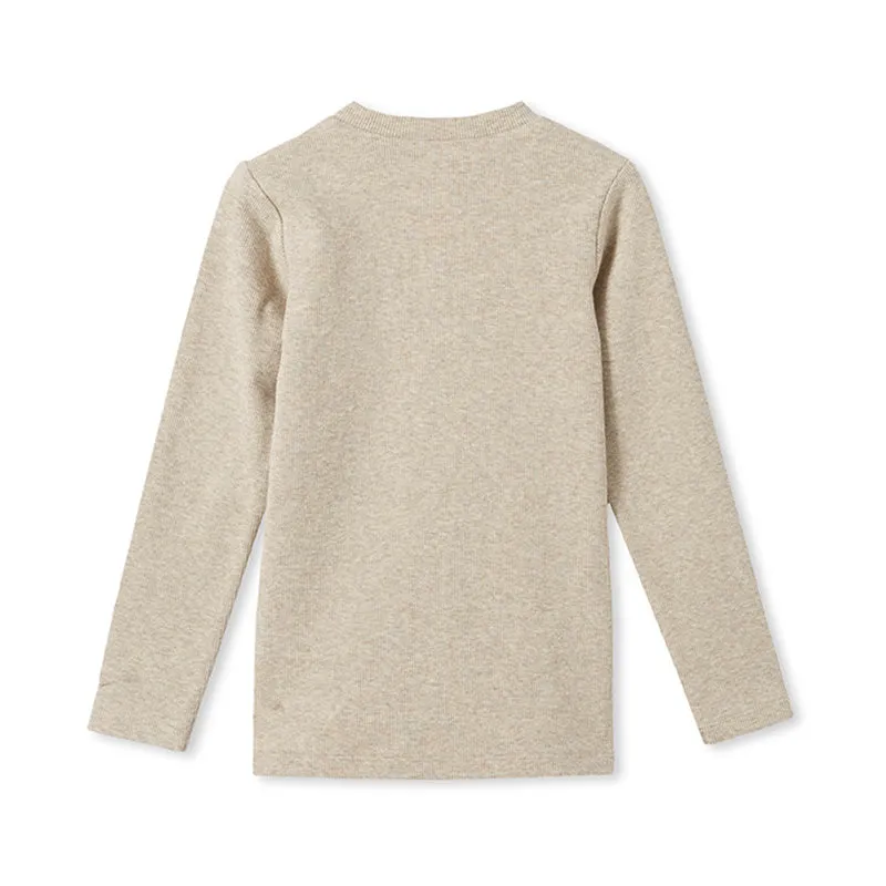 Milky Rib Henley - Natural Marle