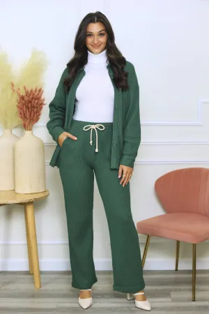 Not Today Green Waffle Knit Pants