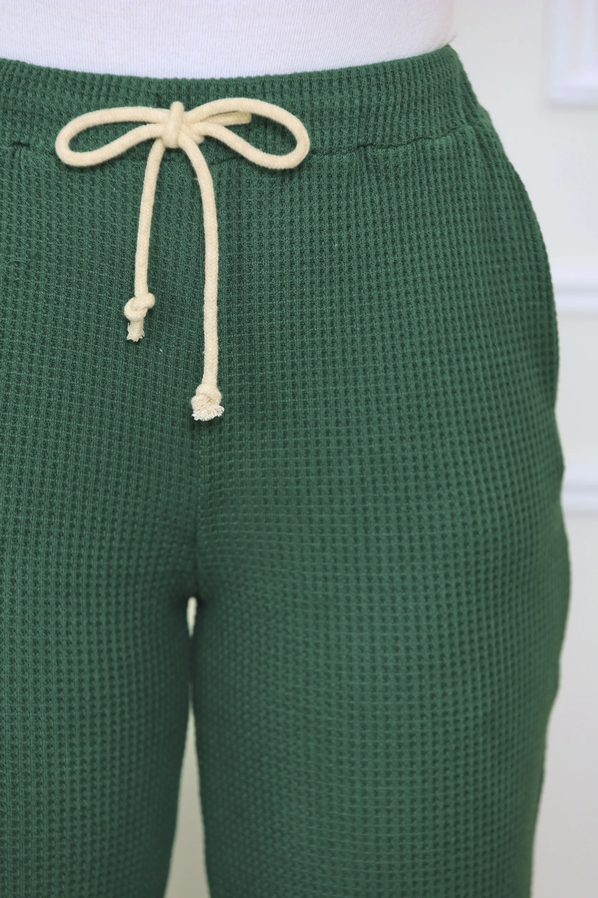 Not Today Green Waffle Knit Pants