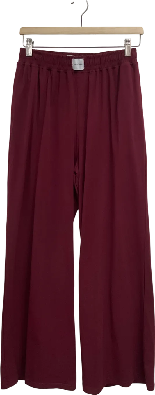 Six Stories Red Soft Wide Leg Lounge Trousers In Merlot UK S