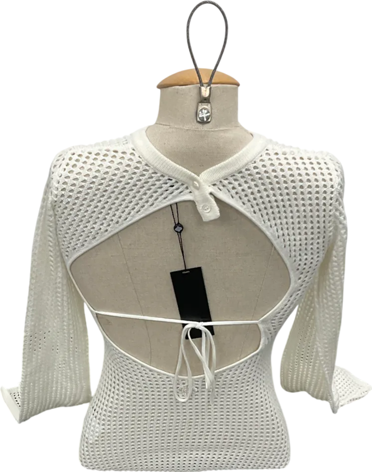 The Couture Club White Knitted Flute Sleeve Dress UK S