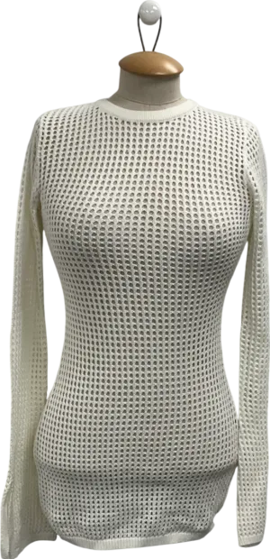 The Couture Club White Knitted Flute Sleeve Dress UK S