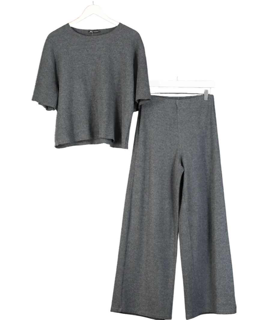 ZARA Grey Soft Touch T-shirt And Trouser Set UK M